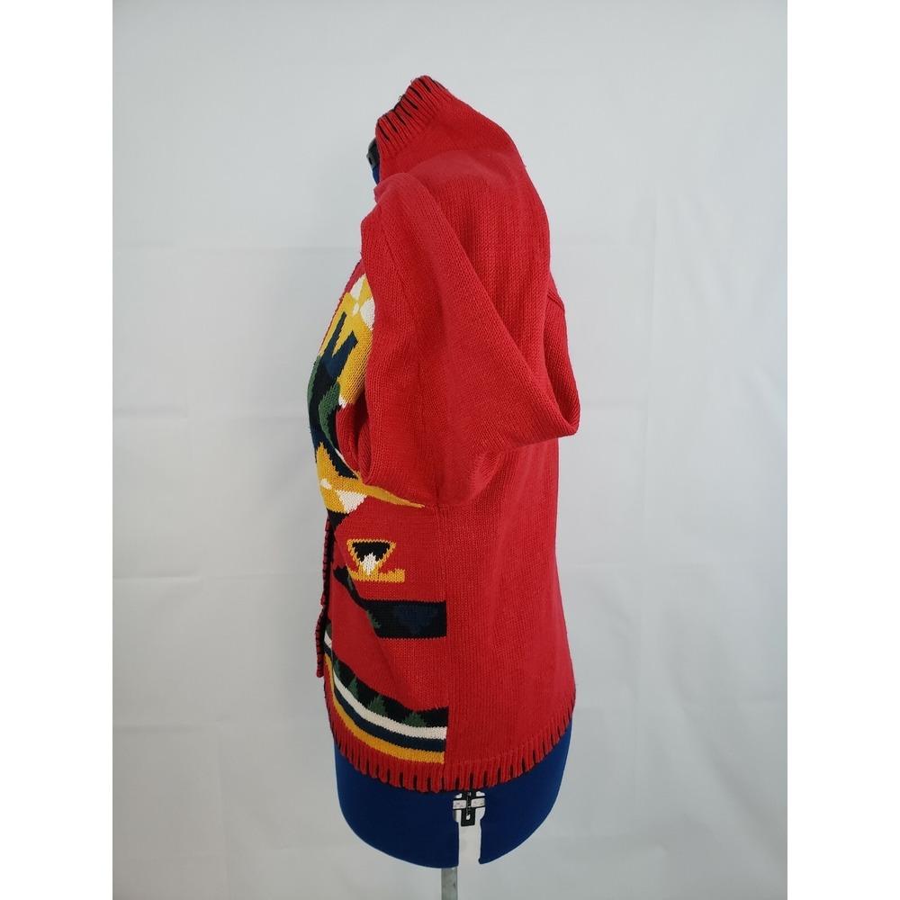 Beyond Blue women's Colorful Geometric Print Sweater Cardigan Size Medium L64 - Picture 6 of 8